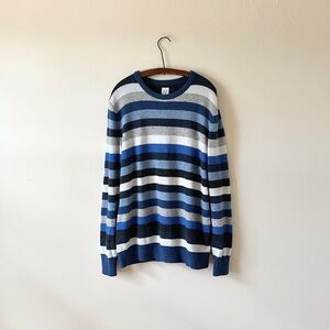 Vintage Gap Blue Striped 50% Marino Wool Crew Pullover Sweater Oversized Look L